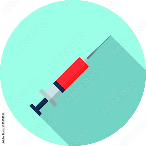 injection, vaccine flat icon on blue background, vector symbol