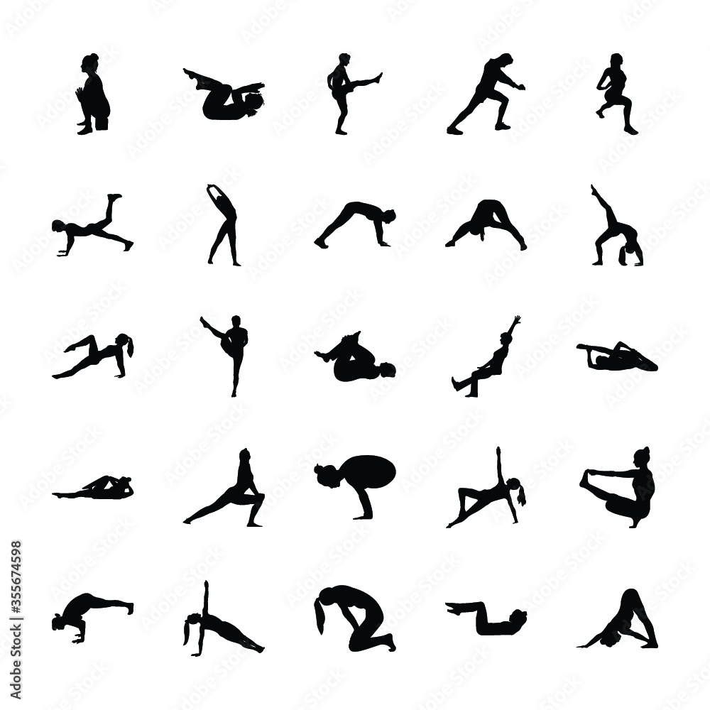 
Yoga Poses Vector Pictograms 
