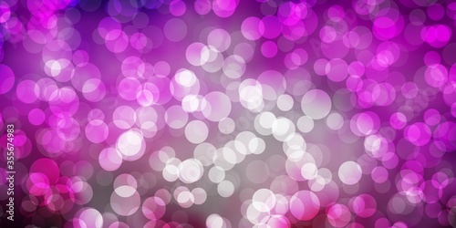 Dark Purple, Pink vector backdrop with dots. Abstract decorative design in gradient style with bubbles. Pattern for websites.