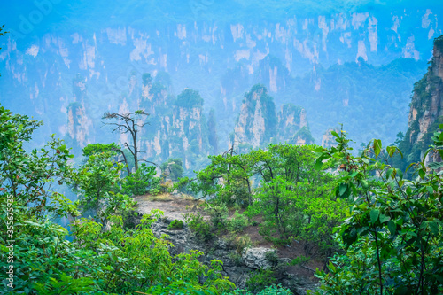 Tianzi mountain and Yunqing rock at Zhangjiajie national forest park,Wulingyuan,Hunan,China photo