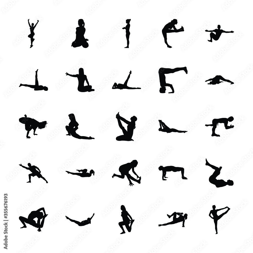 
Yoga and Exercise Filled Pictogram 
