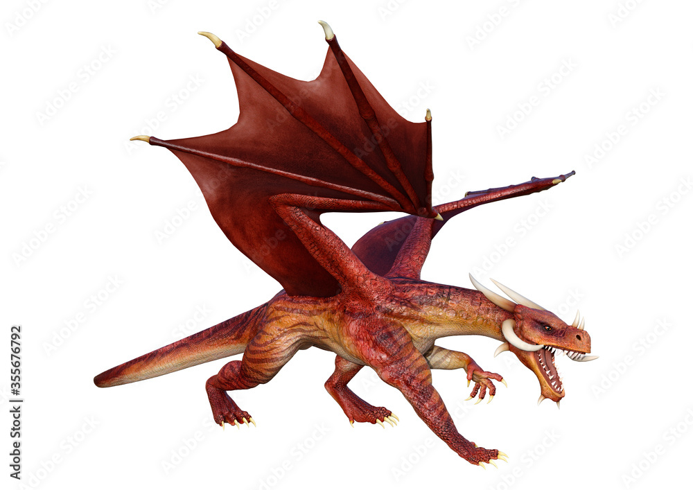 3D Rendering Fairy Tale Dragon on White 3D Rendering Fairy Tale Dragon on White
