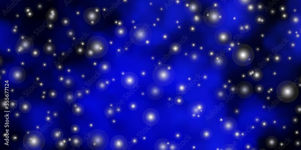 Dark BLUE vector background with colorful stars. Colorful illustration in abstract style with gradient stars. Design for your business promotion.