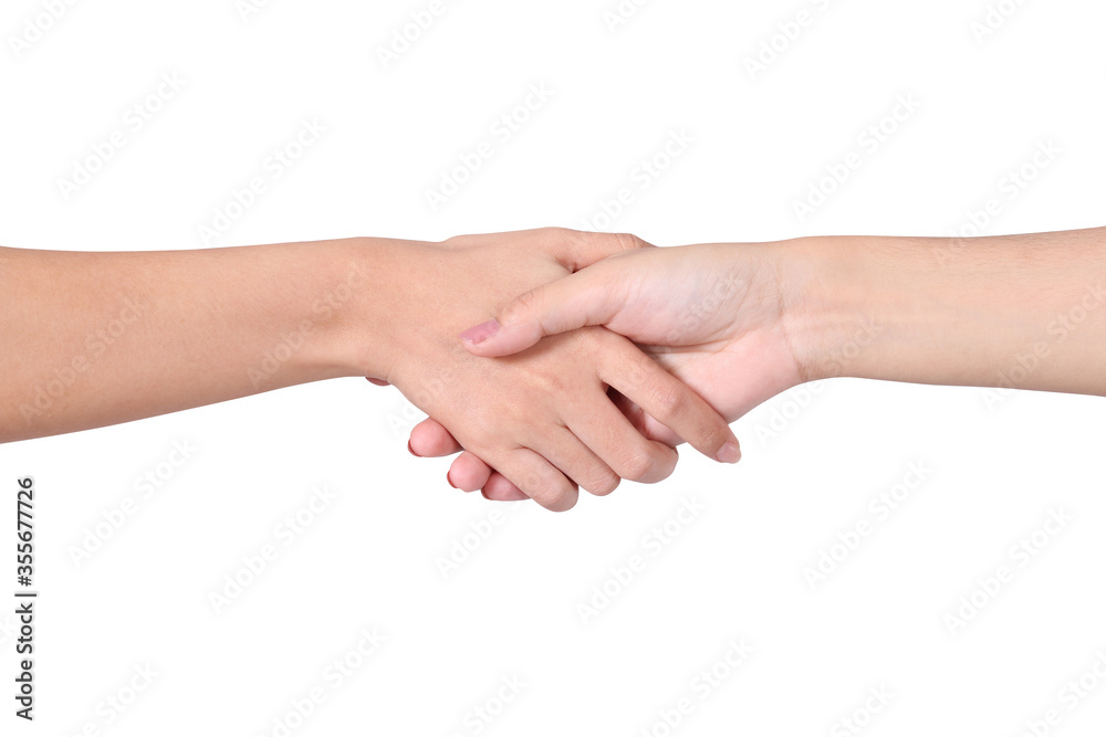 Close up on Shakehands with friendship on white background with clipping path. Close up on Shakehands with friendship on white background with clipping path.