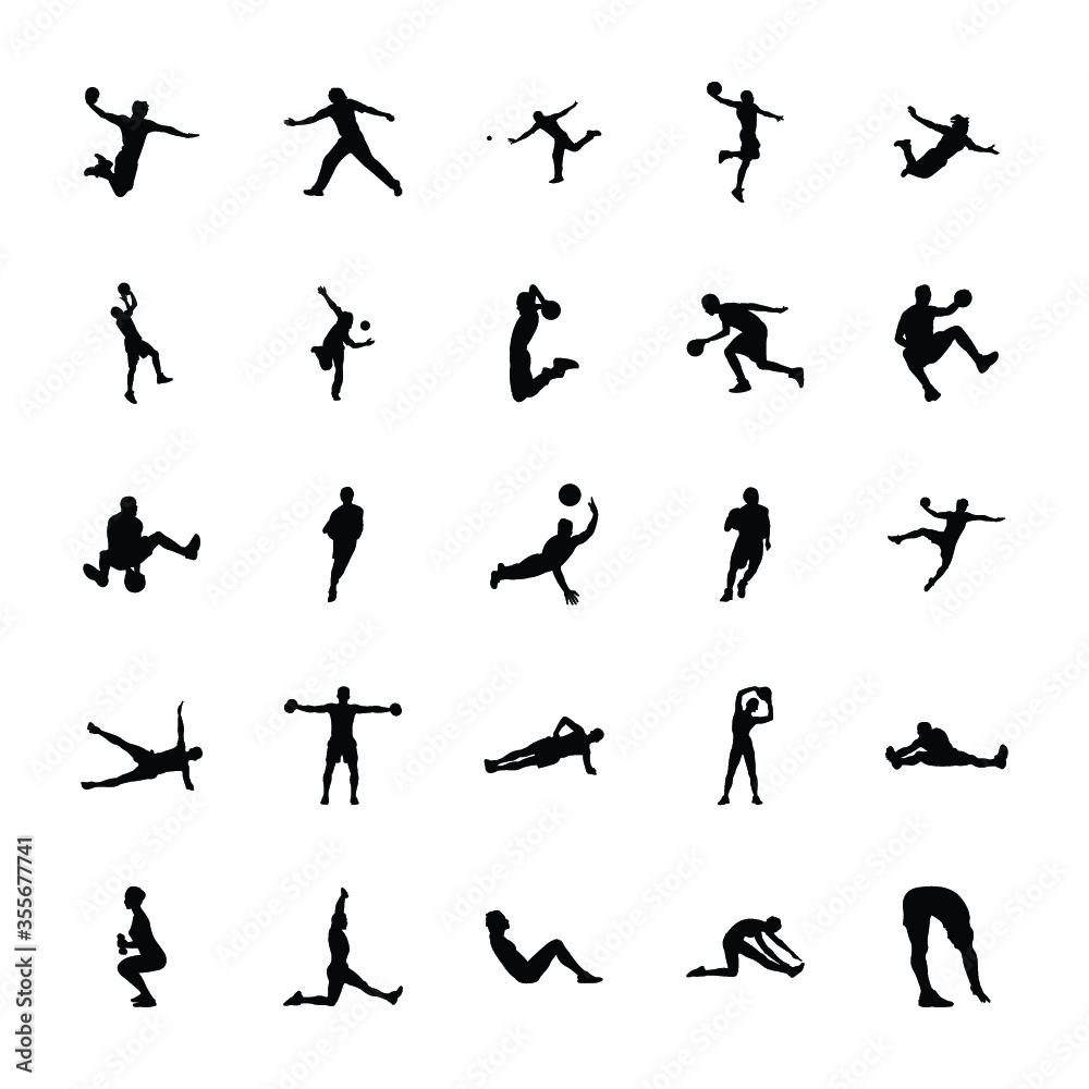 
Physical Activities Silhouettes Icons Pack 
