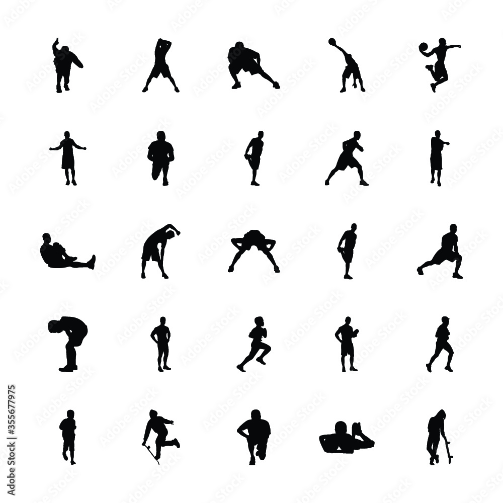 Pack of Physical Activities Silhouettes Vectors
Pack of Physical Activities Silhouettes Vectors