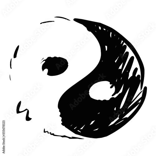 Yin and yang symbol, hand drawn illustration photo