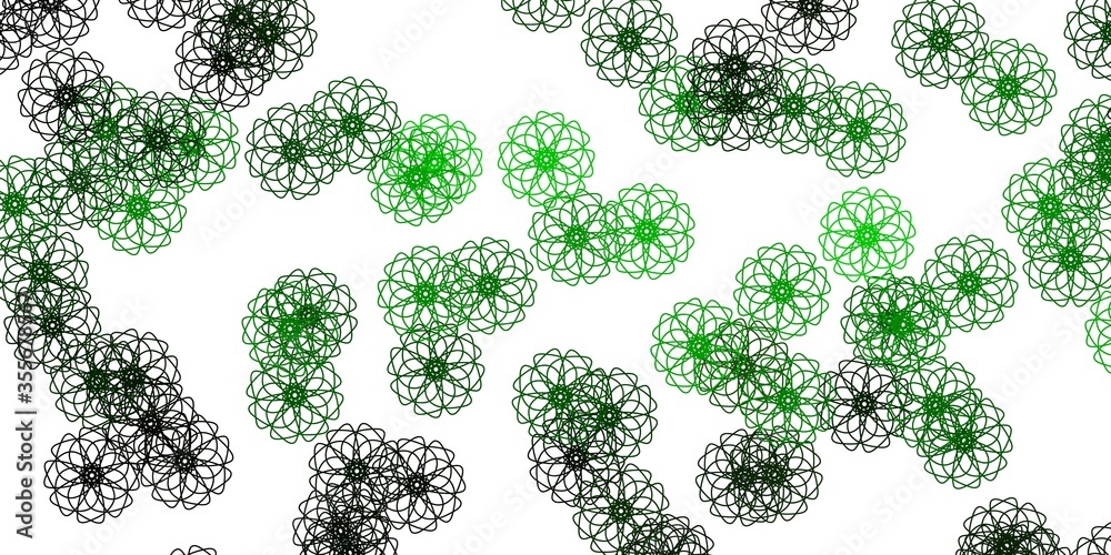 Light Green vector doodle pattern with flowers. Light Green vector doodle pattern with flowers.