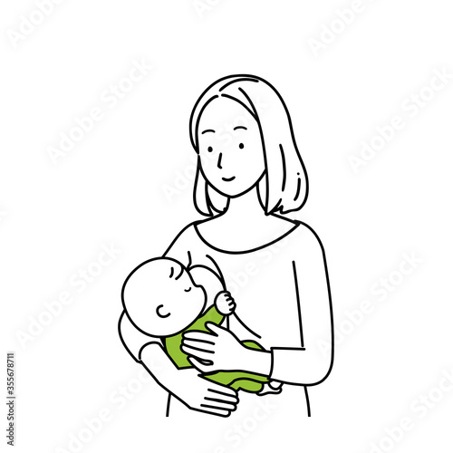 Illustration of a woman breastfeeding.