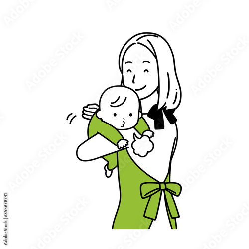 Illustration of a woman making a baby burp.