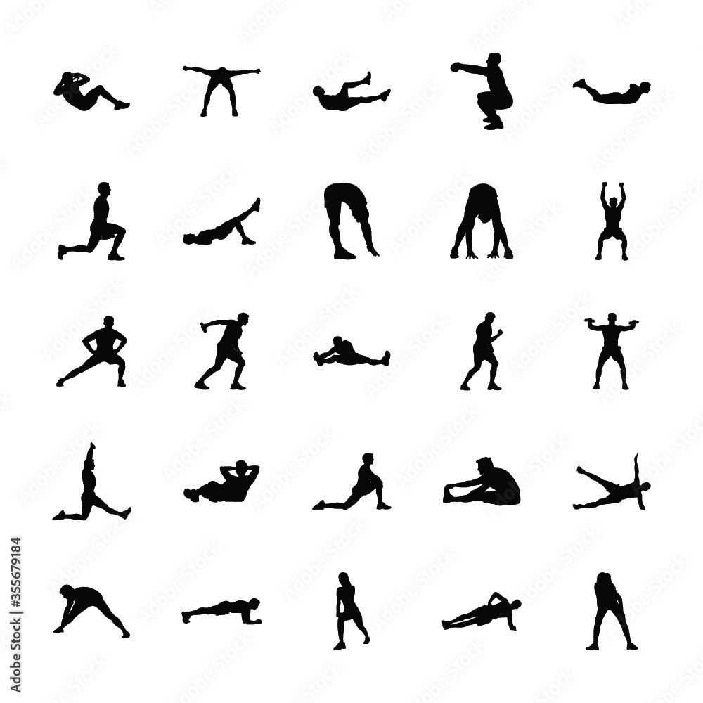 Body Exercise Silhouettes Vectors Set
Body Exercise Silhouettes Vectors Set