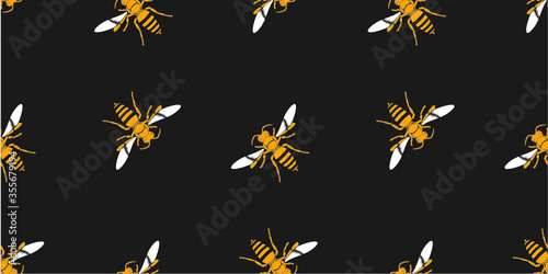 Seamless pattern with wasps