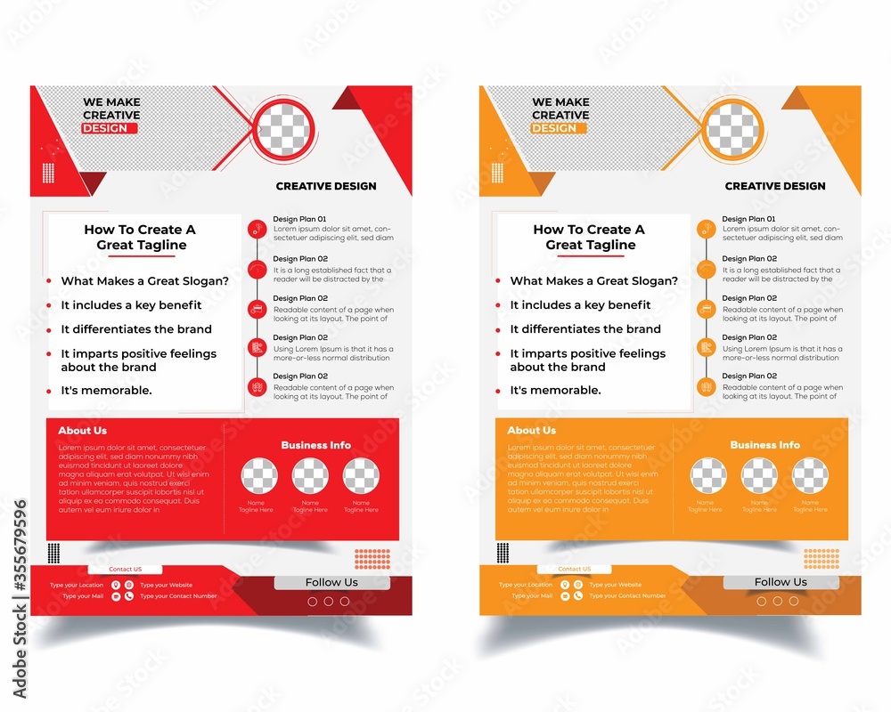 Flyer Layout with Red and yellow Accents. business flyer design. EPS 10
