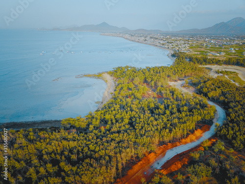 Ariel view of Hon do island or red island in Ninh Thuan province, Vietnam
