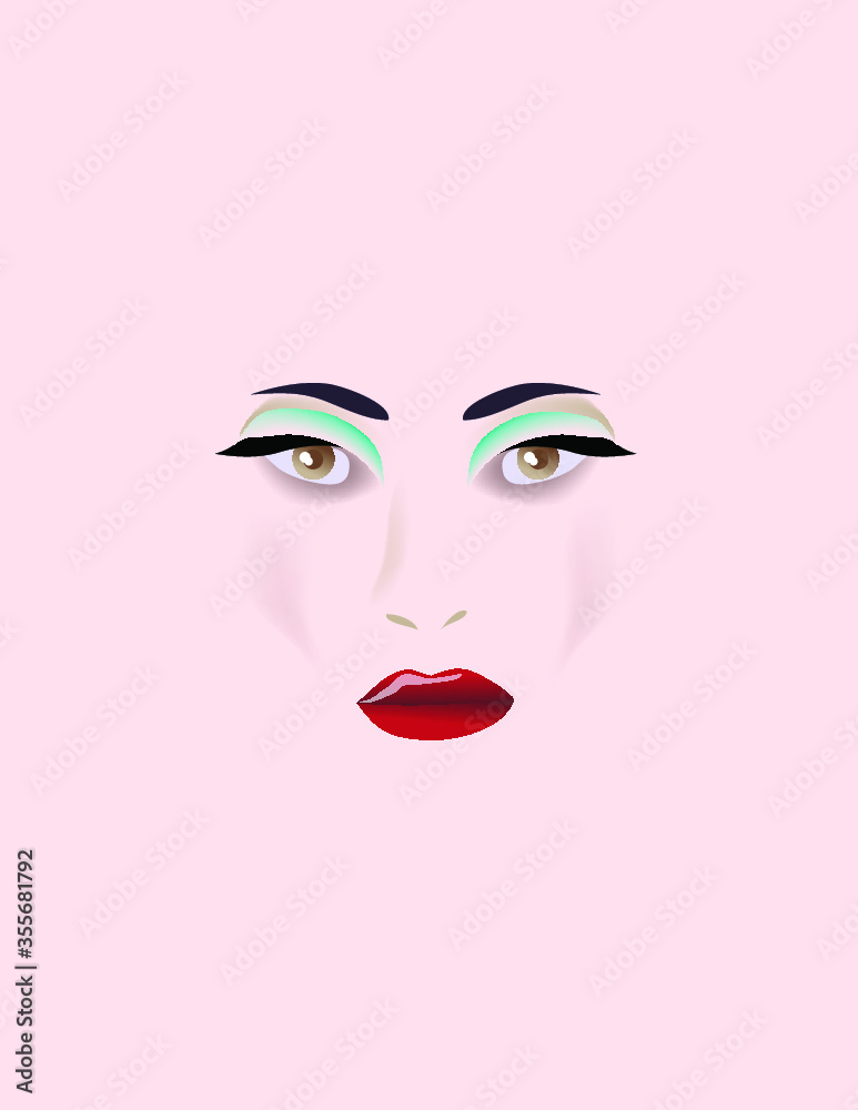 The face of a pretty girl blends with a skin-toned background in a minimalist fashion and beauty illustration. The face of a pretty girl blends with a skin-toned background in a minimalist fashion and beauty illustration.