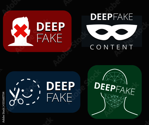 set of icons for marking deep fake video content