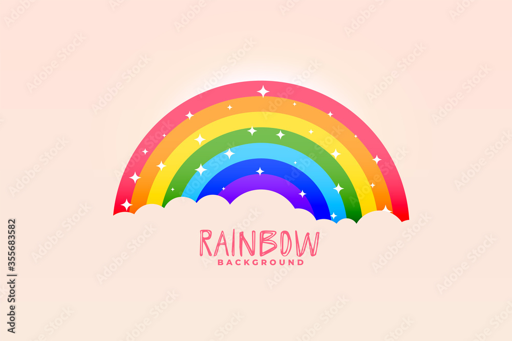 cute rainbow and clouds pink background stylish design