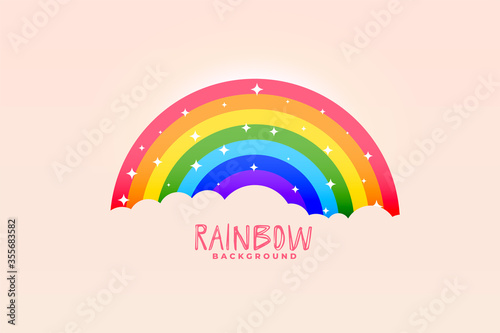Fototapeta cute rainbow and clouds pink background stylish design