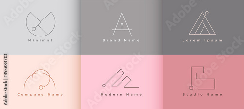 clean minimalist logo template set of six