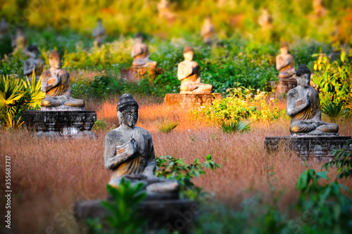 Lot Buddhas statues in Loumani Buddha Garden.  Hpa-An, Myanmar (Burma) photo