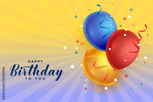 happy birthday celebration balloons with confetti background