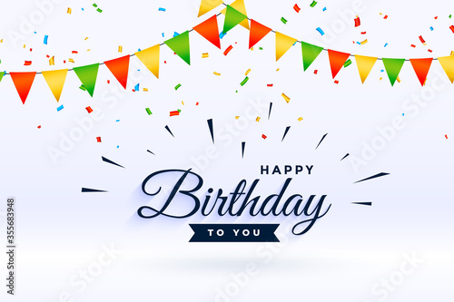 happy birthday celebration background with confetti and garland