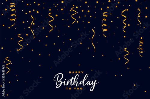 falling golden confetti happy birthday background design