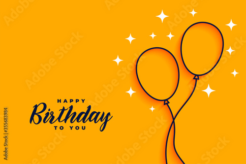 Print op canvas happy birthday flat style line balloons background