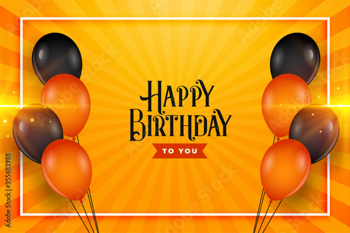 happy birthday balloons wishes card background design