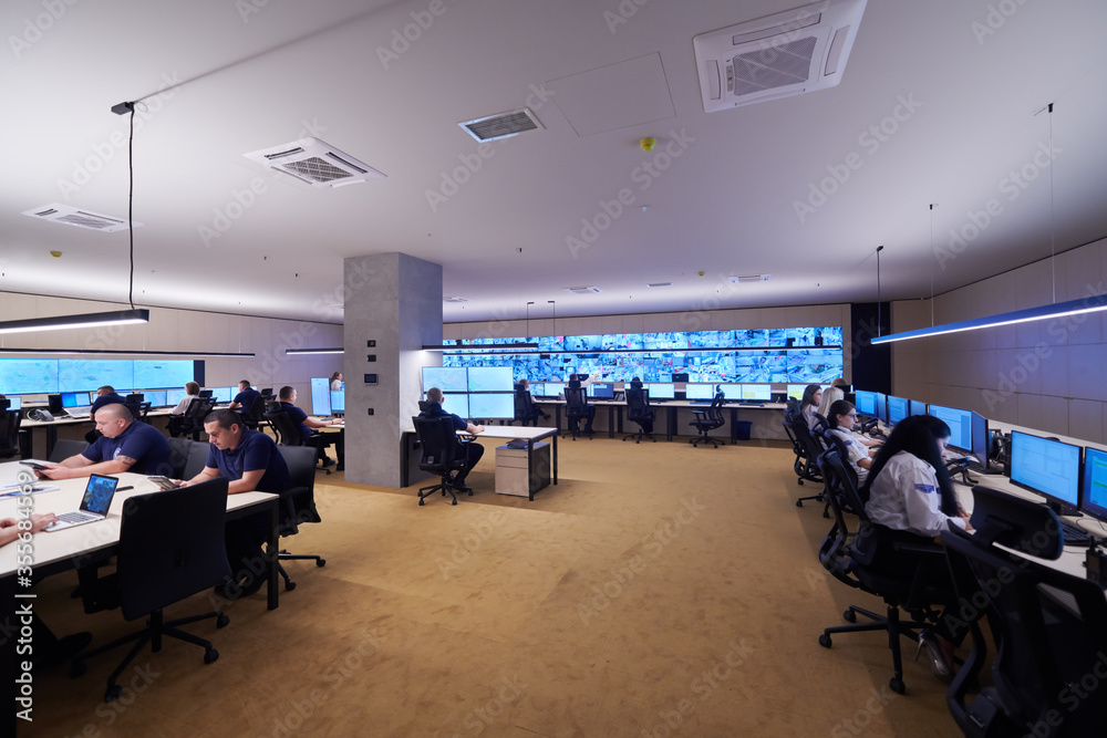Group of Security data center operators at work Group of Security data center operators at work
