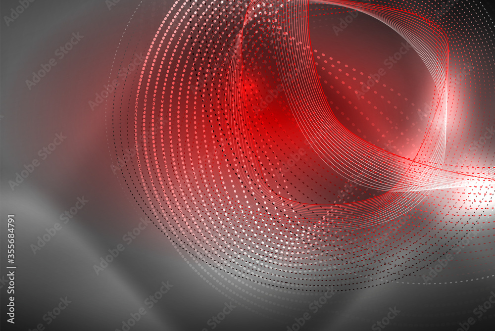 Obraz premium Abstract particles, wave background, neon motion techno design