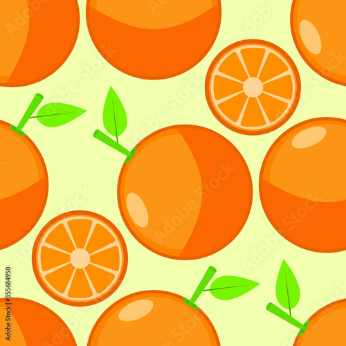 Seamless background of Orange fruit. Orange flat style. Vector illustration.
