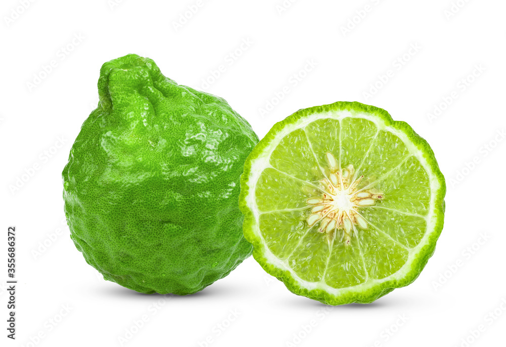 bergamot or kaffir on white background bergamot or kaffir on white background