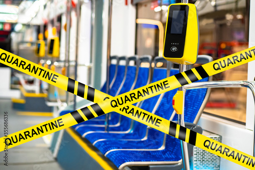 Quarantine ribbon in a subw...