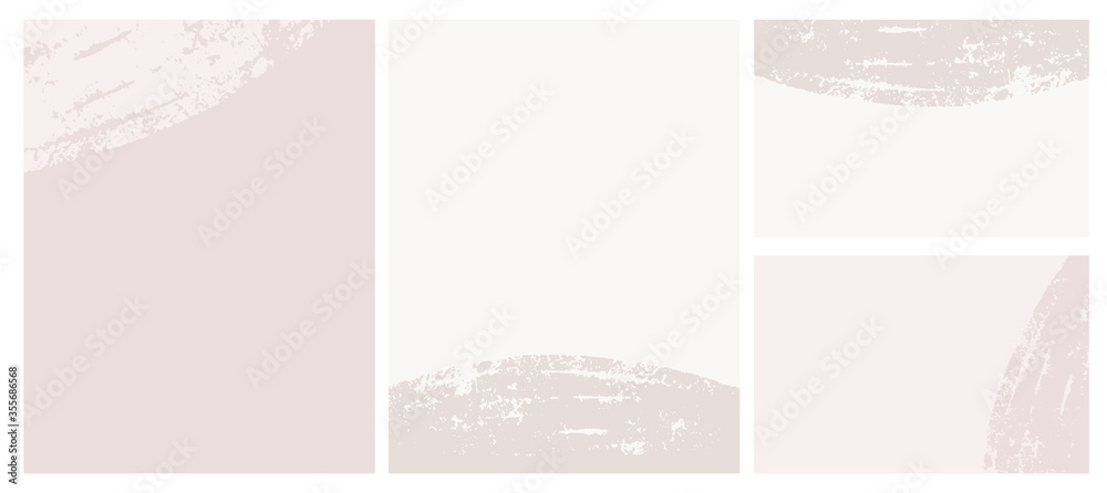 Abstract Grunge Geometric Vector Layouts. Irregular Rough Dabs on a Light Pale Pink and Dusty Pink Background. Simple Abstract Vector Prints Ideal for Layout, Cover, Card, Printing.