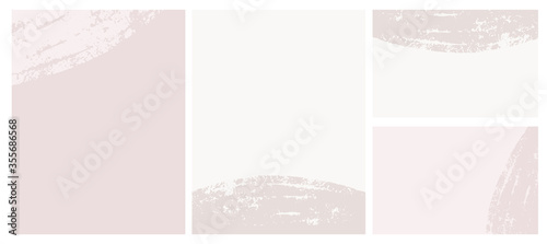 Abstract Grunge Geometric Vector Layouts. Irregular Rough Dabs on a Light Pale Pink and Dusty Pink Background. Simple Abstract Vector Prints Ideal for Layout, Cover, Card, Printing.