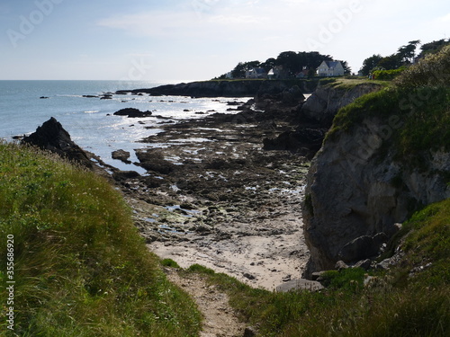 The granit coast at le Pouliguen in the south of Brittany  France in may 2020.