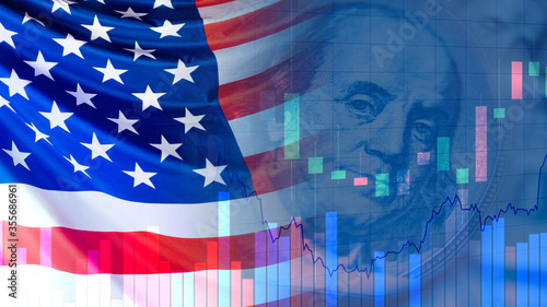 USA flag next to a portrait...