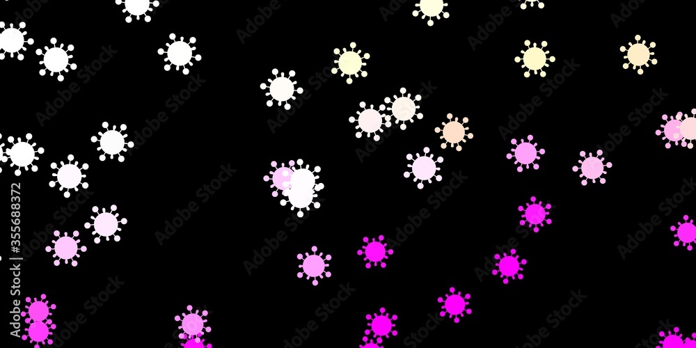 Dark pink, yellow vector pattern with coronavirus elements. Dark pink, yellow vector pattern with coronavirus elements.
