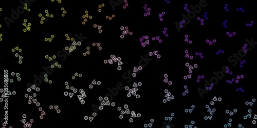 Dark Multicolor vector backdrop with mystery symbols.