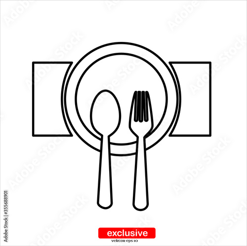 spoon and fork icon.Flat design style vector illustration for graphic and web design.