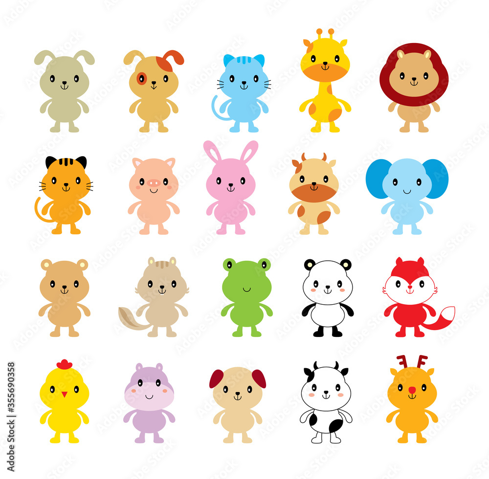 cute animals cartoon vector collection