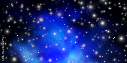 Dark BLUE vector pattern with abstract stars. Blur decorative design in simple style with stars. Theme for cell phones.
