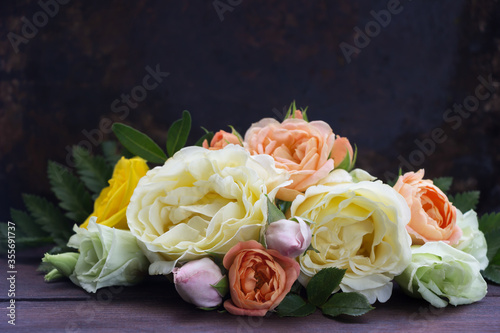 Beautiful garden roses , romantic background, card template, vintage background