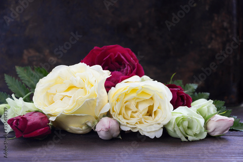 Beautiful garden roses , romantic background, card template, vintage background