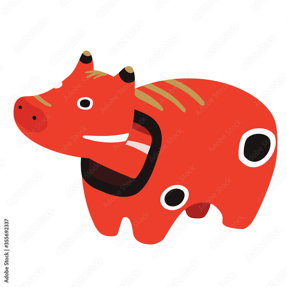 赤べこのイラスト 福島県の民芸品 赤い牛の人形 Stock Vector Adobe Stock