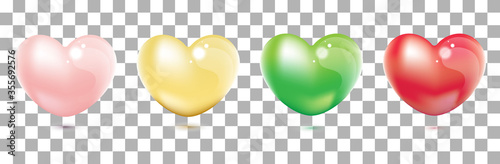 3d Realistic Colourful Balloons collection. Holiday illustration of flying glossy balloons. Isolated on transparency background. Vector Illustration.