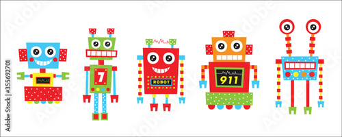 cute robot character vector collection