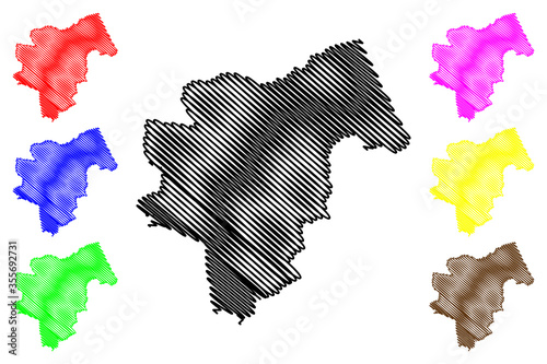 Pecs City (Hungary, Baranya County) map vector illustration, scribble sketch City of Pecs map