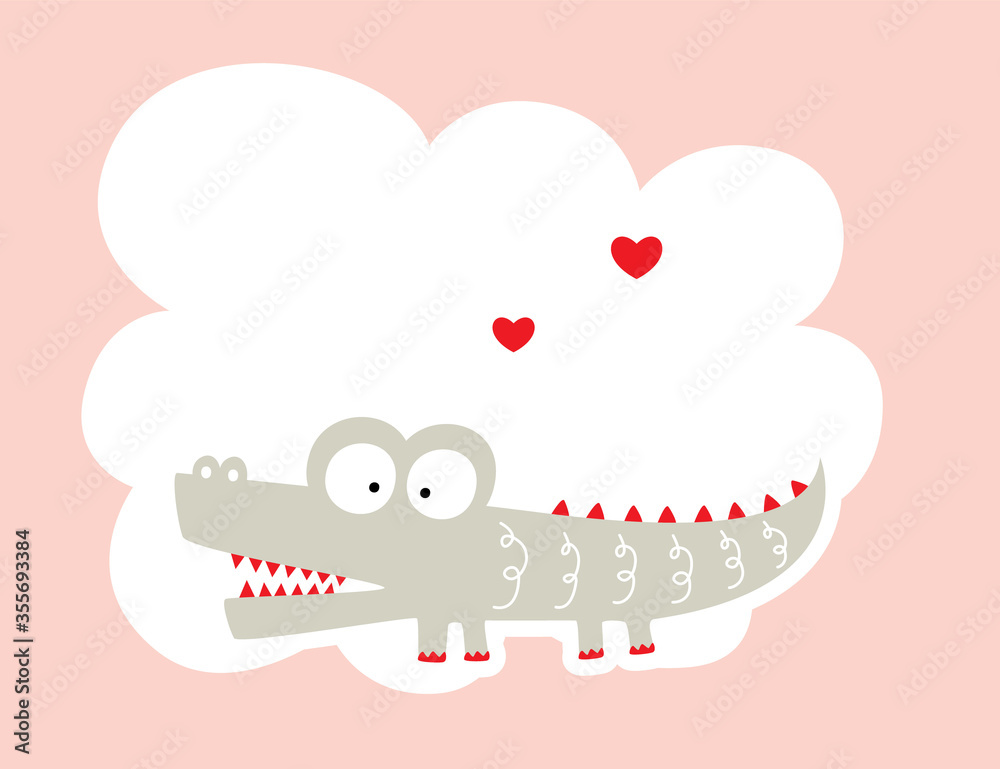 cute crocodile valentine card vector cute crocodile valentine card vector